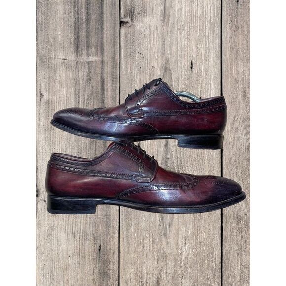 Magnanni Wingtip Oxford Leather Shoes Mens Size 11.5M Burgundy 15884 Style